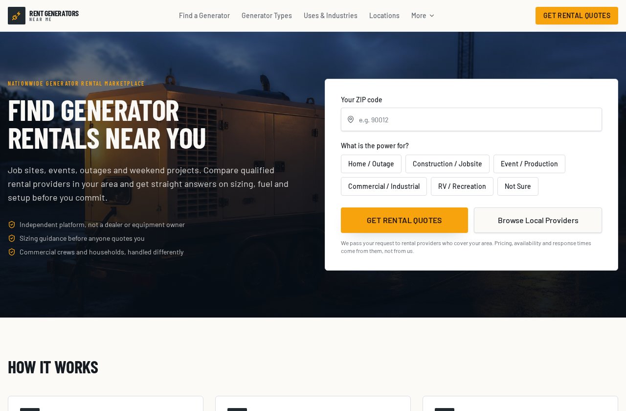 RentGeneratorsNearMe.com | National Directory live website preview