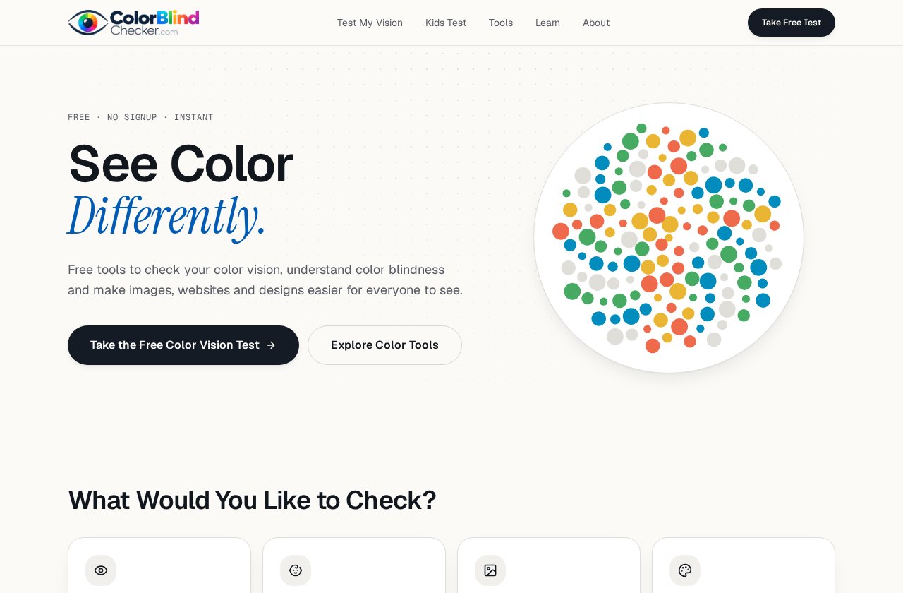 ColorblindChecker.com | Color Vision Simulation Test live website preview