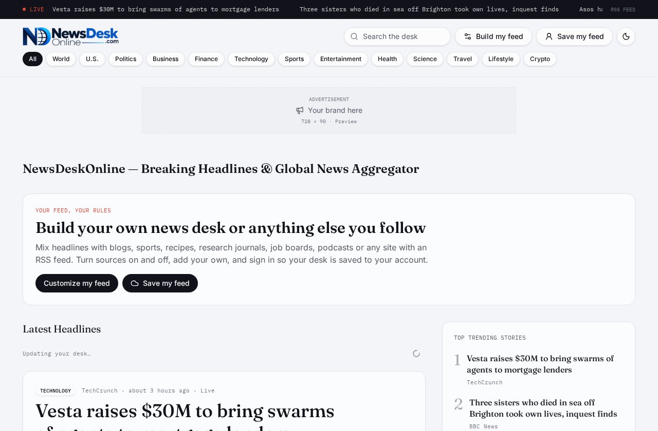 NewsDeskOnline.com | Create Your Own News Feed live website preview